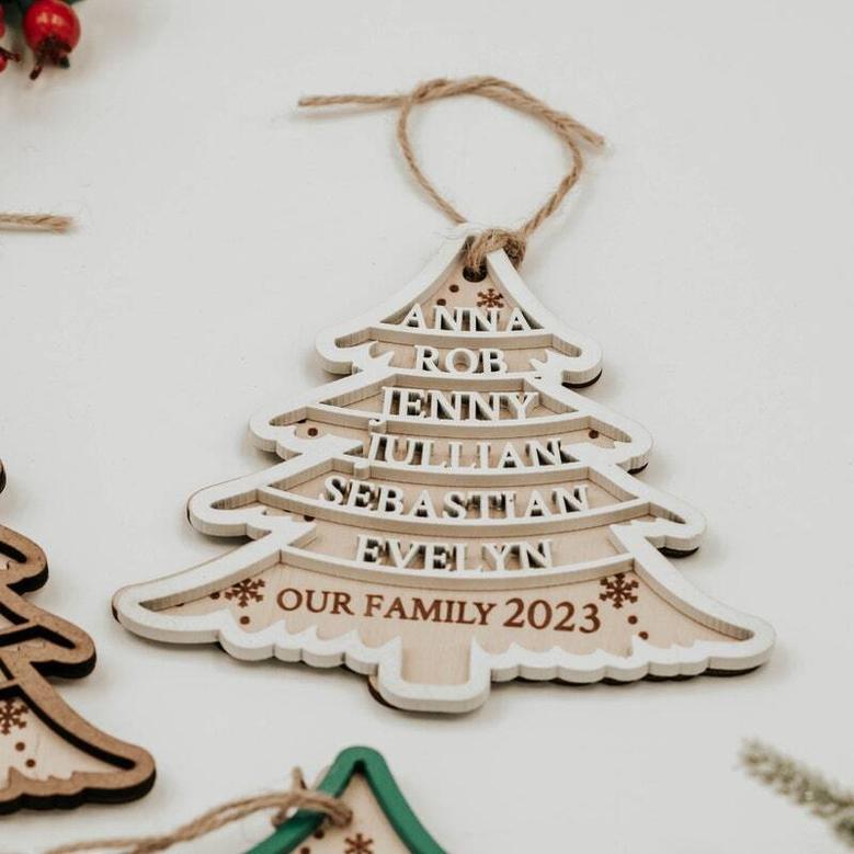 Thoughtful Wooden Family Christmas Ornaments With Last Name - Handmade Holiday Decor For Your Tree 2024