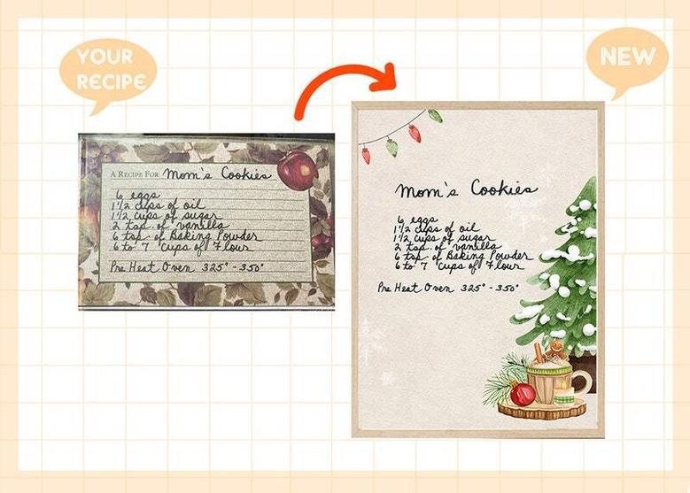 Meaningful Illustrated Recipe Canvas For Mom And Grandma - Custom Keepsake For Christmas