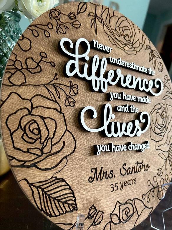 Personalized Floral Engraved Wooden Sign For Retirement Celebration Room DéCor