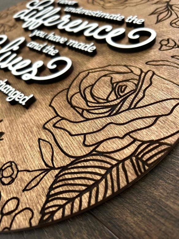 Personalized Floral Engraved Wooden Sign For Retirement Celebration Room DéCor