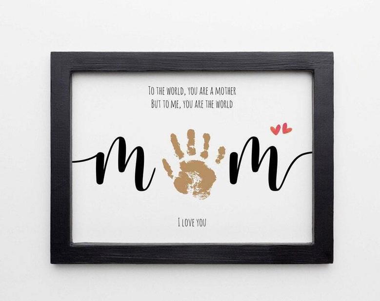 Heartfelt Hand Down Best Mom Canvas - Personalized 1st Birthday, Mother's Day Nursery Memory Keepsake