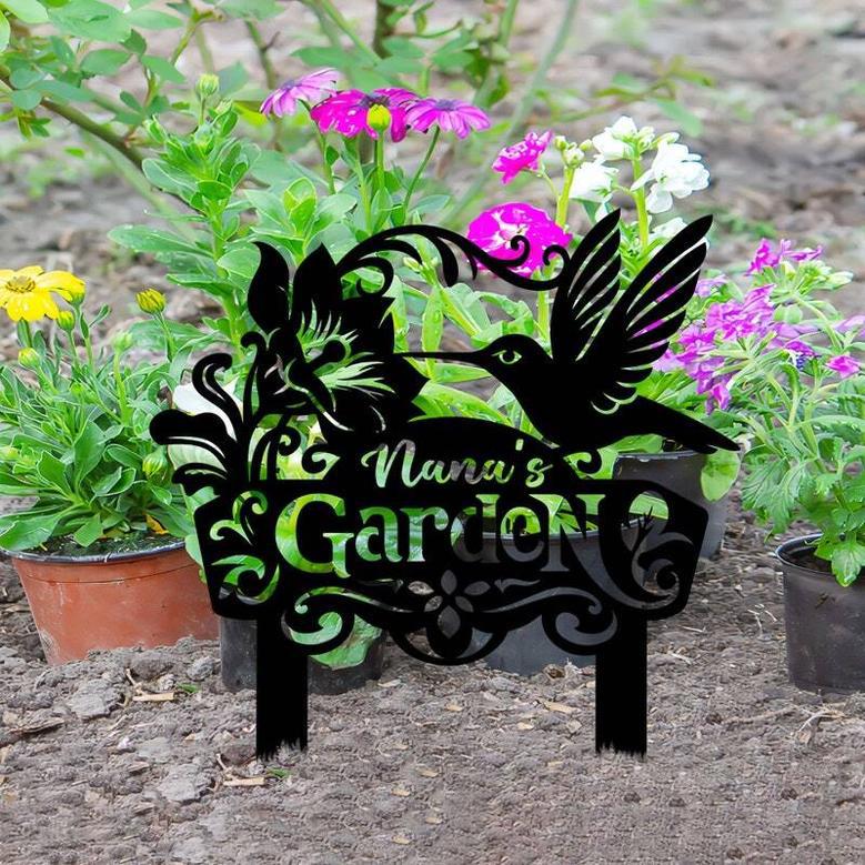 Charming Hummingbird Metal Sign For Grandma Nana's Outdoor Garden DéCor Gift