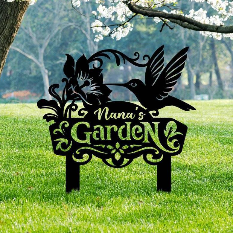 Charming Hummingbird Metal Sign For Grandma Nana's Outdoor Garden DéCor Gift