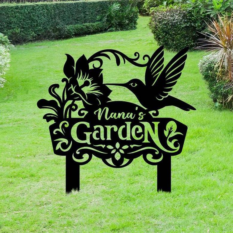 Charming Hummingbird Metal Sign For Grandma Nana's Outdoor Garden DéCor Gift