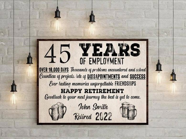 Thoughtful Personalized Retirement Canvas For Entryway - Rustic Distressed DéCor For Retirement Celebration