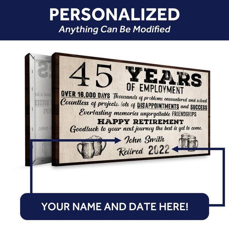 Thoughtful Personalized Retirement Canvas For Entryway - Rustic Distressed DéCor For Retirement Celebration