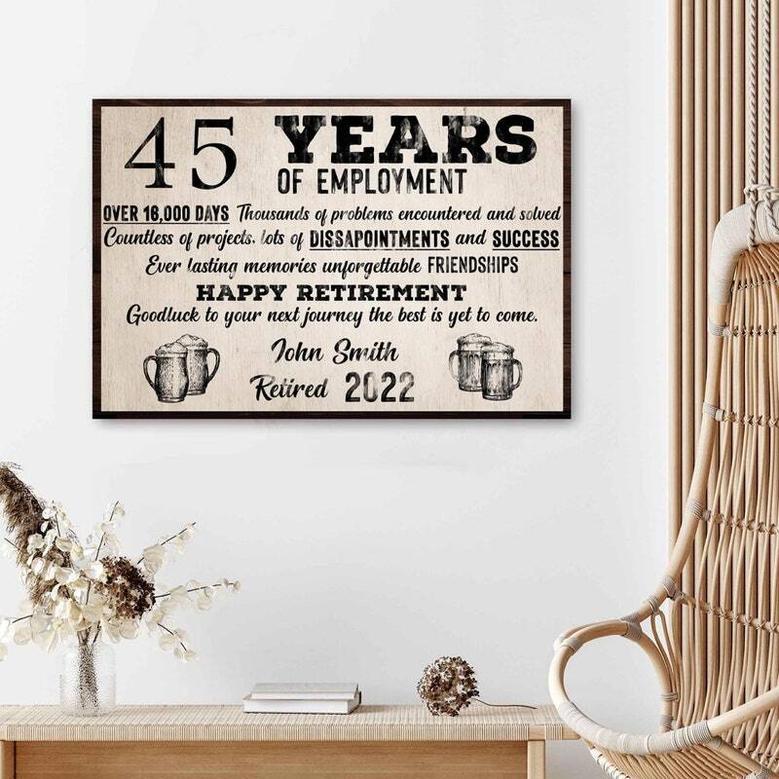 Thoughtful Personalized Retirement Canvas For Entryway - Rustic Distressed DéCor For Retirement Celebration