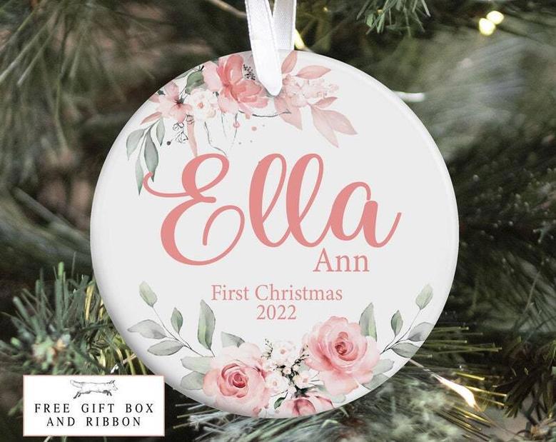 Personalized Baby 1st Christmas Elephant Ornament For Holiday