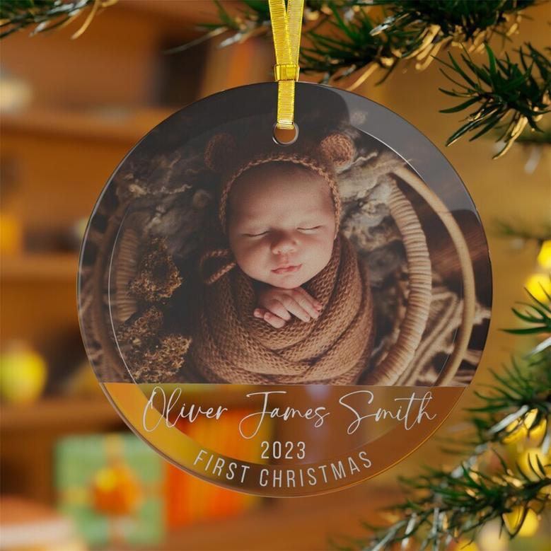 Personalized Baby 1st Christmas Photo Ornament 2023 - Heartfelt Holiday Keepsake