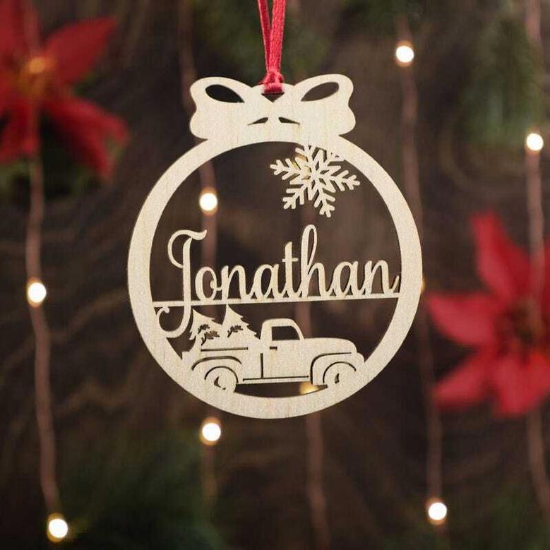 Personalized Christmas Ornament Laser Cut For Holiday Decor Made In USA Custom Name Gift Tag Bauble