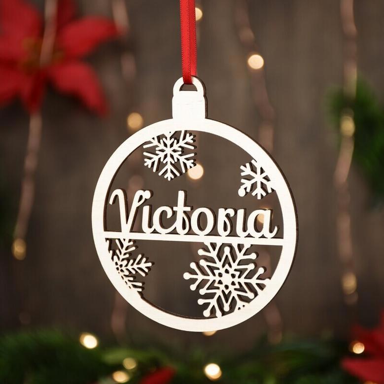 Personalized Christmas Ornament Laser Cut For Holiday Decor Made In USA Custom Name Gift Tag Bauble