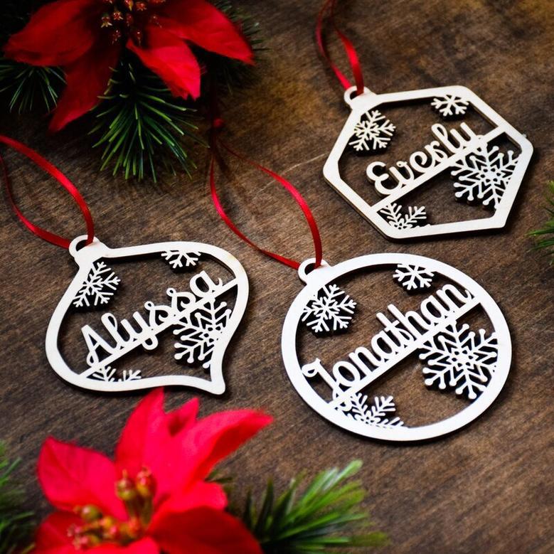 Personalized Christmas Ornament Laser Cut For Holiday Decor Made In USA Custom Name Gift Tag Bauble