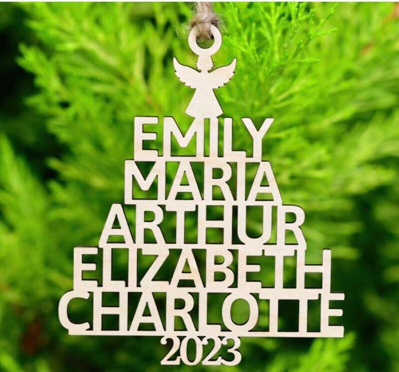 Personalized Wooden Christmas Ornament With Custom Family Names And Year 2024, Heartfelt Holiday DéCor Gift