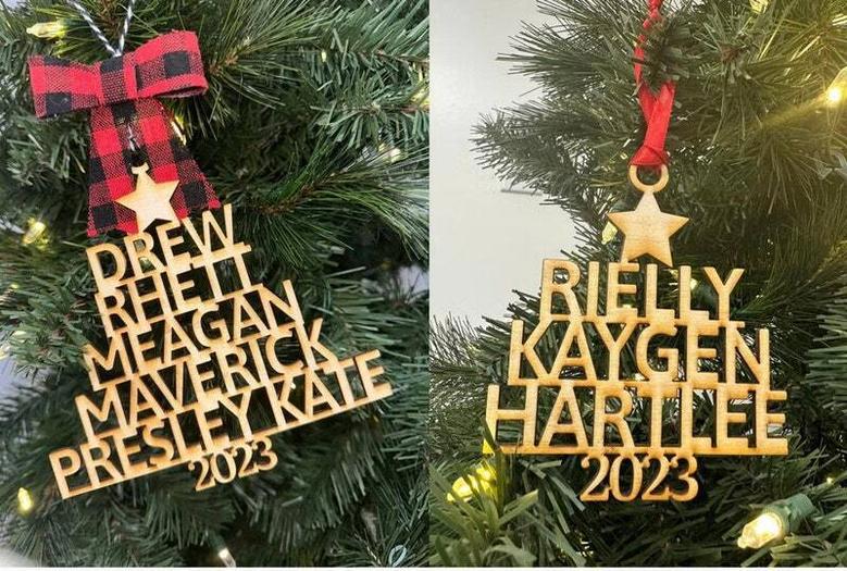 Personalized Wooden Christmas Ornament With Custom Family Names And Year 2024, Heartfelt Holiday DéCor Gift