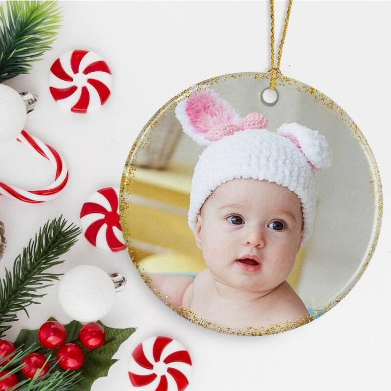 Personalized Baby's First Christmas Ornament With Photo And Birth Stats Keepsake For New Parents