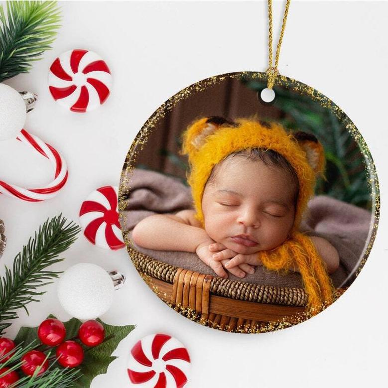 Personalized Baby's First Christmas Ornament With Photo And Birth Stats Keepsake For New Parents