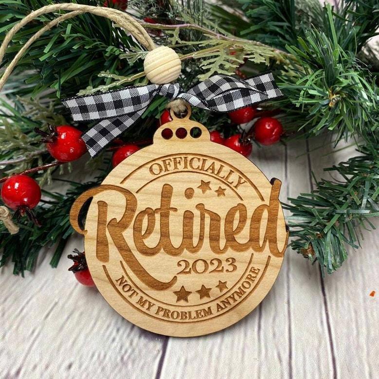 Thoughtful Engraved Retirement Ornament For Christmas - Personalized Wooden Keepsake For Retirees