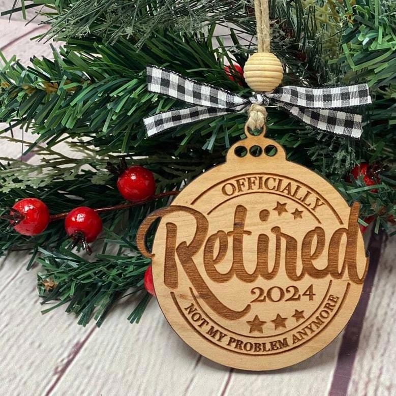 Thoughtful Engraved Retirement Ornament For Christmas - Personalized Wooden Keepsake For Retirees