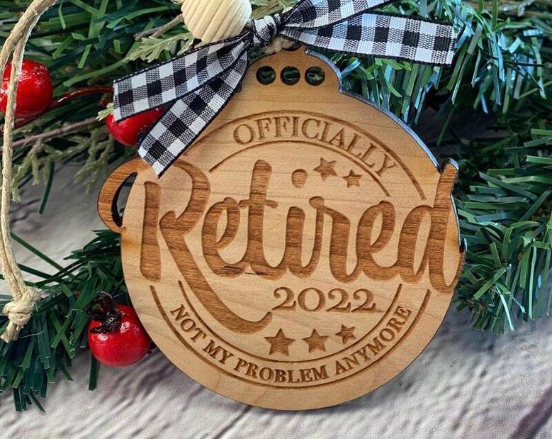 Thoughtful Engraved Retirement Ornament For Christmas - Personalized Wooden Keepsake For Retirees