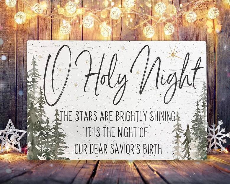 O Holy Night Christian Canvas For Farmhouse Christmas Mantel Decoration