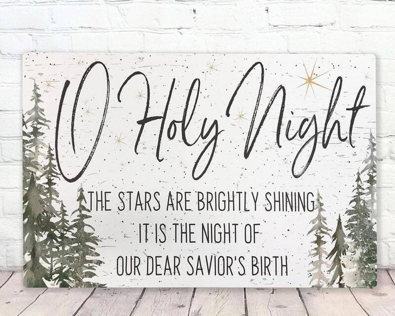 O Holy Night Christian Canvas For Farmhouse Christmas Mantel Decoration