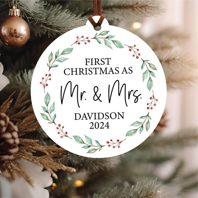 Personalized Our First Christmas As Mr & Mrs Ornament 2024 For Newlyweds - Heartfelt Gift And Wedding Keepsake