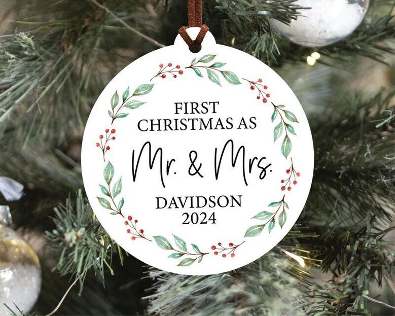 Personalized Our First Christmas As Mr & Mrs Ornament 2024 For Newlyweds - Heartfelt Gift And Wedding Keepsake