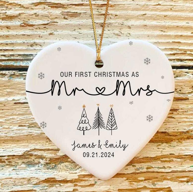 Our First Christmas As Mr & Mrs Ornament - 2024 Wedding Keepsake For Newlywed Home DéCor