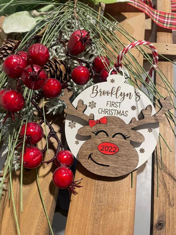 Thoughtful Personalized Wooden Ornament For Baby's First Christmas - Holiday Milestone Keepsake Gift