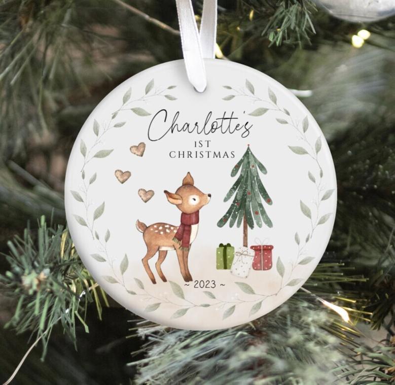 Personalized Woodland Animal Ornament For Kids - My First Christmas Stocking Stuffer Gift