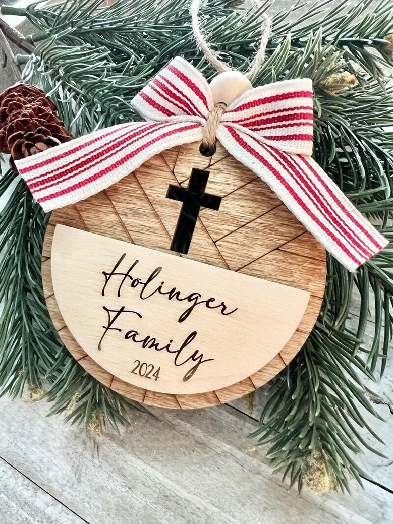 2024 Christian Family Art Ornament For Holiday Spirit - Religious Cross & Baptism DéCor Piece
