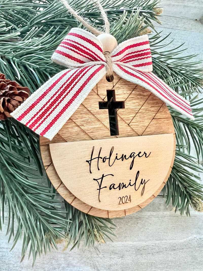 2024 Christian Family Art Ornament For Holiday Spirit - Religious Cross & Baptism DéCor Piece