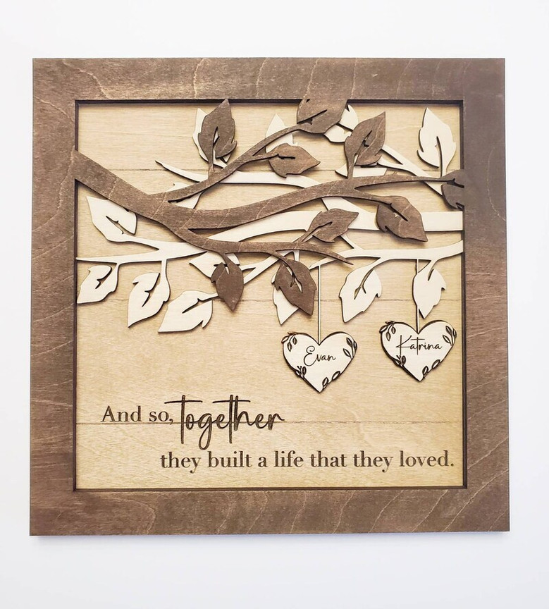Personalized Couple's Family Tree Wooden Sign - Thoughtful Anniversary Gift Decor