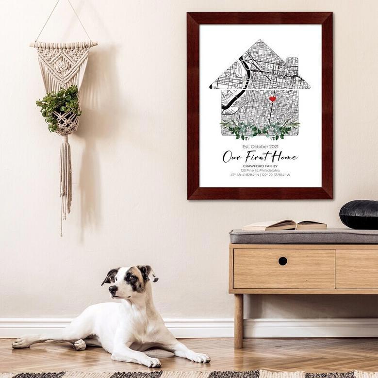 Custom Home Map First Time Home Buyer Personalized Housewarming Gift