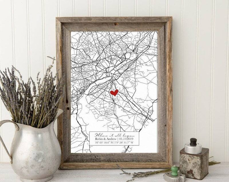 Personalized Street Map Canvas For First Anniversary - Thoughtful Housewarming Gift Idea For New Homeowners