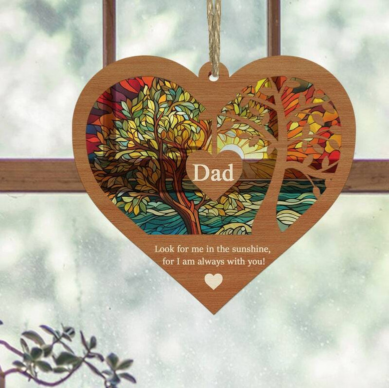 Heartfelt Memorial Suncatcher For Dad - Custom Remembrance Gift For Loss, Bereavement Sympathy Keepsake
