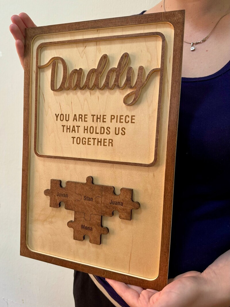 Heartfelt Dad Puzzle Wood Sign - Personalized Father's Day Gift For Living Room Decor