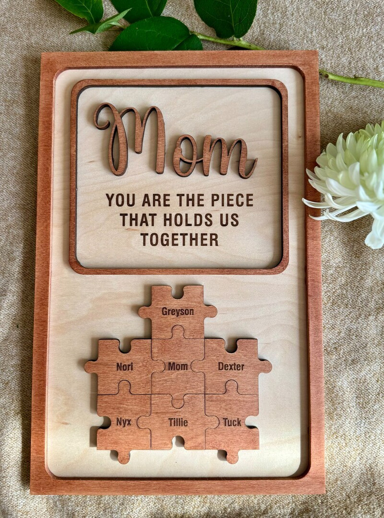 Heartfelt Dad Puzzle Wood Sign - Personalized Father's Day Gift For Living Room Decor