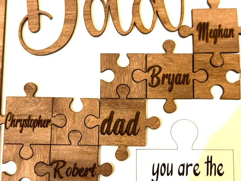 Thoughtful Dad Puzzle Wood Sign Christmas Gift From Kids With Personalized Names