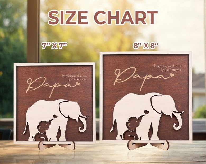Thoughtful Elephant Family Wood Sign - Personalized Gift For Mom, Dad, Grandma & Grandpa For Mother's Day Or Father's Day Decor