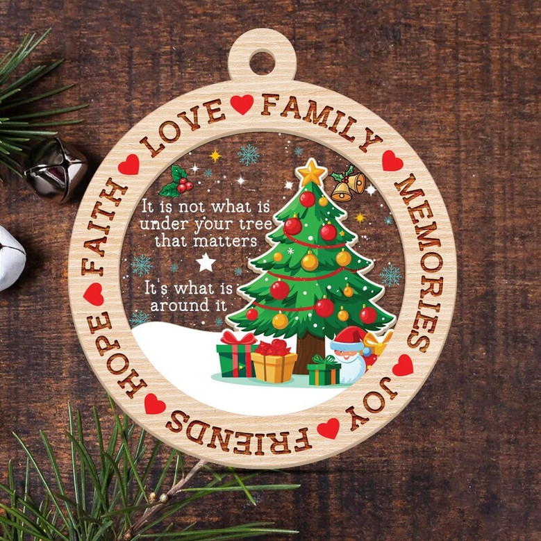 Personalized Faith And Family 4D Ornament For Christmas - Heartfelt 2024 Christian Family Gift