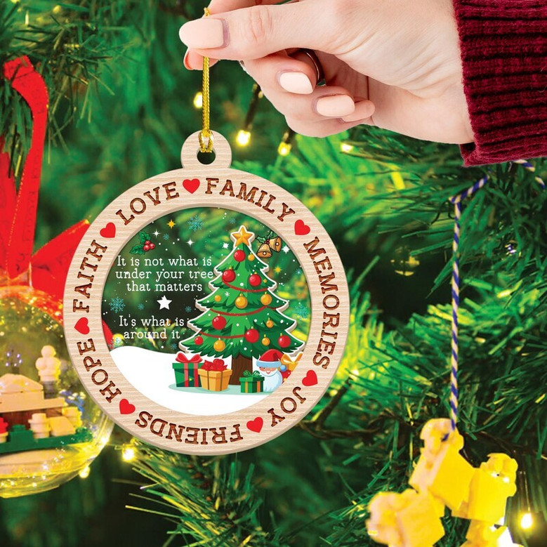 Personalized Faith And Family 4D Ornament For Christmas - Heartfelt 2024 Christian Family Gift