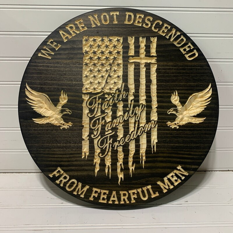 Faith And Family Engraved Wood Sign - Inspirational Wall DéCor For Rustic Style Homes