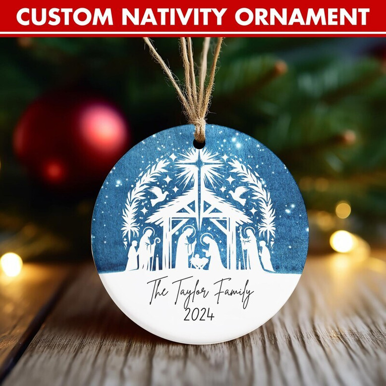 Personalized Faith And Family Nativity Ornament - Heartfelt Christmas Gift For Blended Families And Adoptions