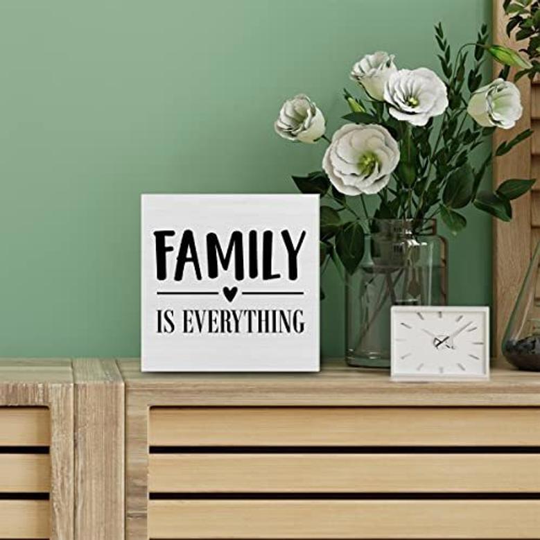 Family Is Everything Inspirational Wooden Box Sign For Living Room Or Bedroom Rustic Family Home Decor