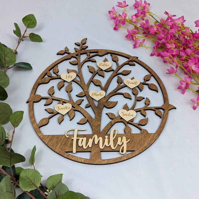 Personalized Family Like Branches Wood Sign Mother's Day Gift For Mom