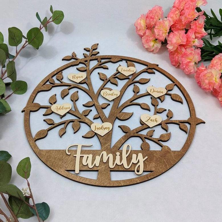 Personalized Family Like Branches Wood Sign Mother's Day Gift For Mom