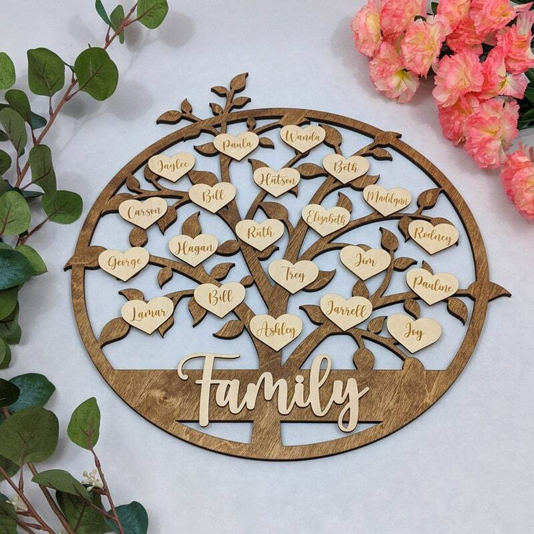 Personalized Family Like Branches Wood Sign Mother's Day Gift For Mom