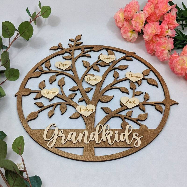 Personalized Family Like Branches Wood Sign Mother's Day Gift For Mom