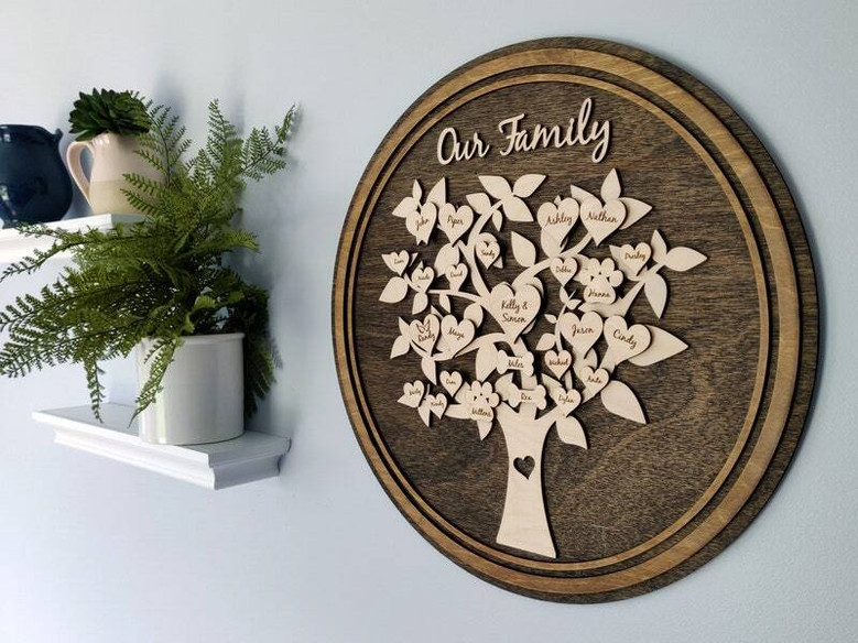 Personalized 'Family Like Branches' Wooden Sign - Thoughtful Keepsake For Mom & Dad's 5-Year Anniversary Or Christmas